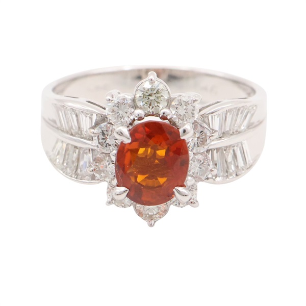 14K白金 石榴石 鑽石 戒指【JEWELRY 無品牌珠寶】 Garnet 4.8g