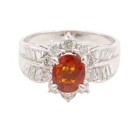 14K白金 石榴石 鑽石 戒指【JEWELRY 無品牌珠寶】 Garnet 4.8g
