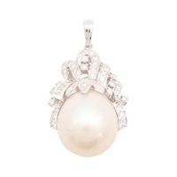 18K白金 珍珠 鑽石 墜飾【JEWELRY 無品牌珠寶】 Pearl 7.6g