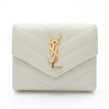 Cassandre Matelasse Envelope 三折 短夾 白色牛皮【SAINT LAURENT YSL 聖羅蘭】 692061BOW019207