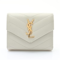 白色牛皮 Cassandre Matelasse 三折 短夾【SAINT LAURENT YSL 聖羅蘭】 692061BOW019207