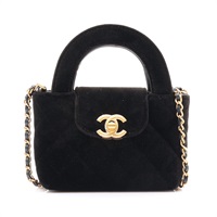 黑色 天鵝絨 Nano Kelly 鍊帶 肩背包【CHANEL 香奈兒】 AS4416