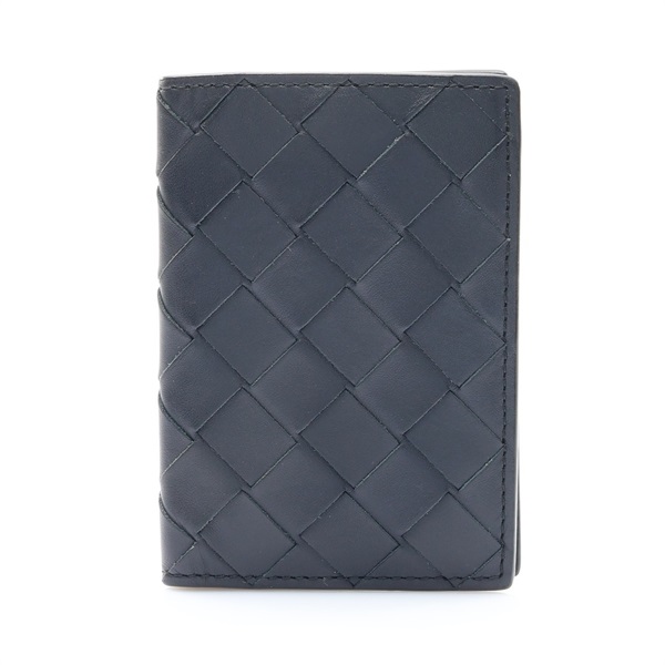 深藍色 編織牛皮 Flap Card Case 卡夾 名片夾【BOTTEGA VENETA 寶緹嘉】