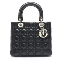 黑色 Cannage 藤格紋羊皮 Medium Lady Dior 兩用包 無背帶【Dior 迪奧】 M0565ONGE_M900