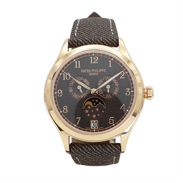Patek Philippe 百達翡麗 Complications Moon Phases 腕錶 宗色錶盤 皮帶 18K玫瑰金 4946R-001