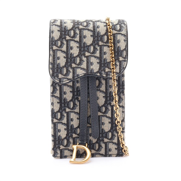Vertical Saddle Pouch 肩背包 藍色 Oblique 緹花帆布【Dior 迪奧】 S5641CTZQ