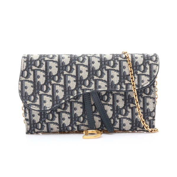 藍色 Dior Oblique 緹花帆布 Saddle Pouch 小型 WOC 肩背包【Dior 迪奧】 S5614CTZQ_M928