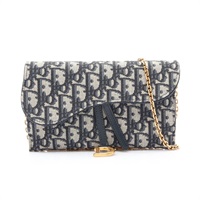藍色 Dior Oblique 緹花帆布 Saddle Pouch 小型 WOC 肩背包【Dior 迪奧】 S5614CTZQ_M928