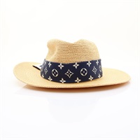 米色草編 藍色絲巾 帽子【LOUIS VUITTON LV 路易威登】 M77783