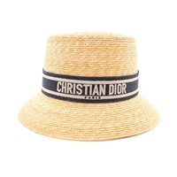 米色藤編 藍色帆布飾邊 D-Bobby Large Brim Hat 帽子【Dior 迪奧】 11DRT952G180