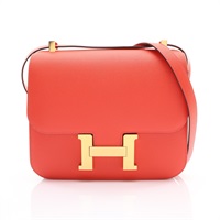 糖果紅 Epsom 牛皮 Constance 24 康康包 肩背包 X刻 金釦【HERMES 愛馬仕】 H056341CC