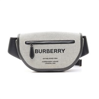 灰色帆布 黑色牛皮 Horseferry Print Bum 胸包 腰包【BURBERRY 巴寶莉】 8039505