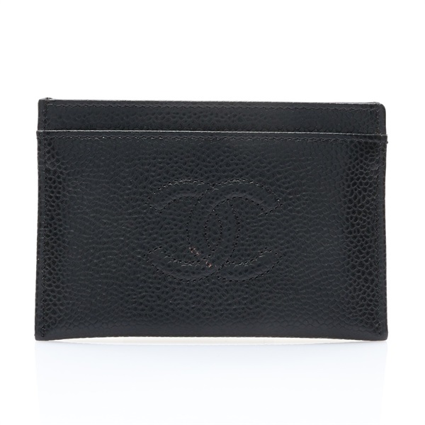 黑色牛皮 CC Logo Caviar Skin 卡夾 名片夾 無卡【CHANEL 香奈兒】 A48655