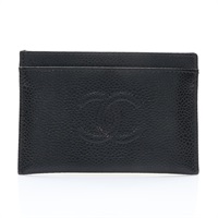 黑色牛皮 CC Logo Caviar Skin 卡夾 名片夾 無卡【CHANEL 香奈兒】 A48655