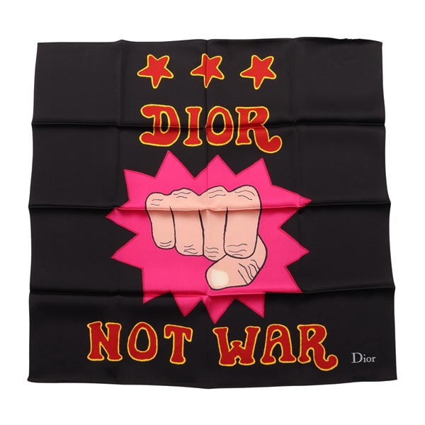 Dior 迪奧 Not War 方巾 黑色 絲綢
