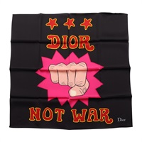 Dior 迪奧 Not War 方巾 黑色 絲綢