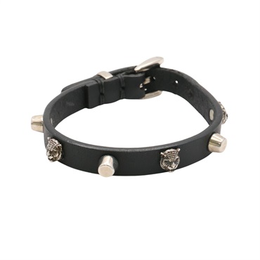 黑色牛皮 Cat Head 手環【GUCCI 古馳】 501543