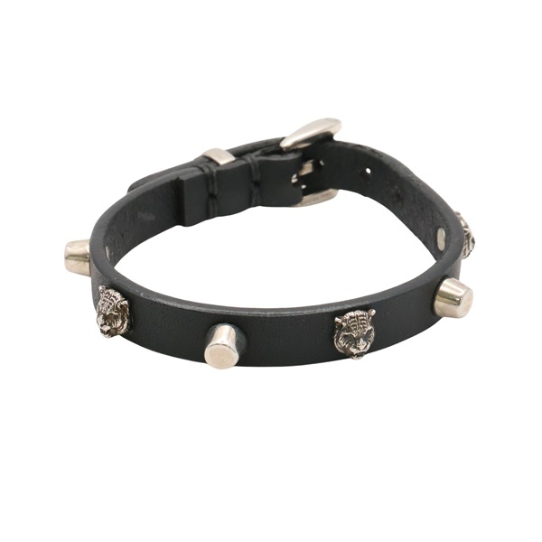黑色牛皮 Cat Head 手環【GUCCI 古馳】 501543