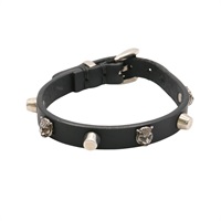 黑色牛皮 Cat Head 手環【GUCCI 古馳】 501543