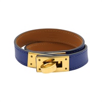 Kelly Double Tour 手環 電光藍 Swift牛皮 金釦 A刻【HERMES 愛馬仕】 H068438CC89