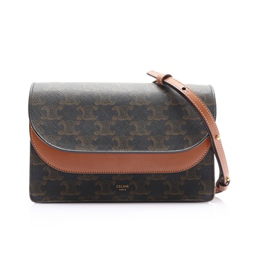 Wallet On Strap 肩背包 棕色 Triomphe 帆布 牛皮【CELINE 賽琳】 10D852CG9