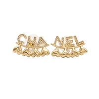 金色金屬 字母Logo愛心 針式耳環【CHANEL 香奈兒】 ABA271
