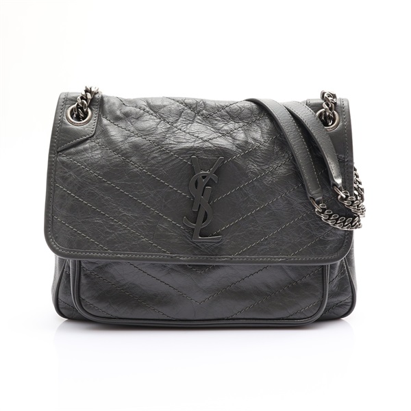 Niki Medium 肩背包 灰色 皮革【SAINT LAURENT YSL 聖羅蘭】 633158