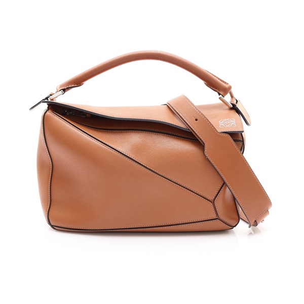 棕色 牛皮 Puzzle medium 兩用包【LOEWE 羅威】 A510P49X23