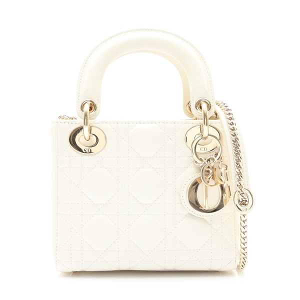 白色 羊皮 Lady Dior Mini 兩用包【Dior 迪奧】 M0505ONGE