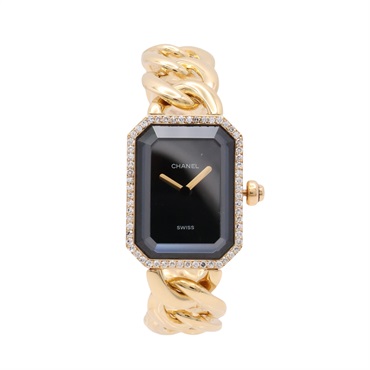 CHANEL 香奈兒 Premier Diamond M 腕錶 黑色錶盤 18K黃金 鑽石 H0113