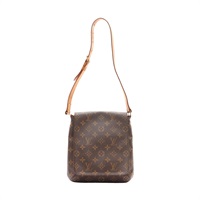 棕色 原花帆布 Musette Salsa 肩背包【LOUIS VUITTON LV 路易威登】 M51387
