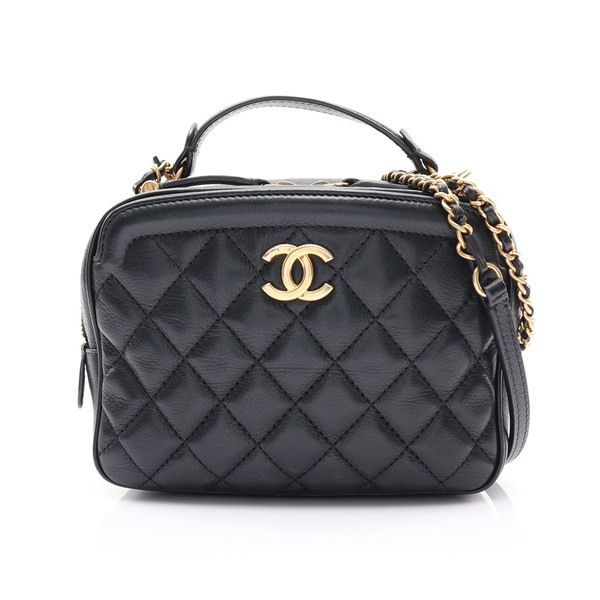 Vanity Case small 肩背包 黑色 菱格紋 羊皮 無卡【CHANEL 香奈兒】