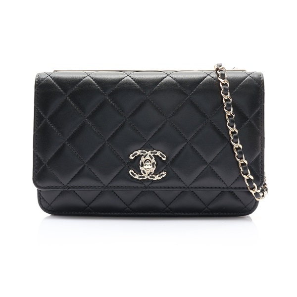 黑色 菱格紋羊皮 Trendy CC WOC 肩背包 金釦【CHANEL 香奈兒】 A80982