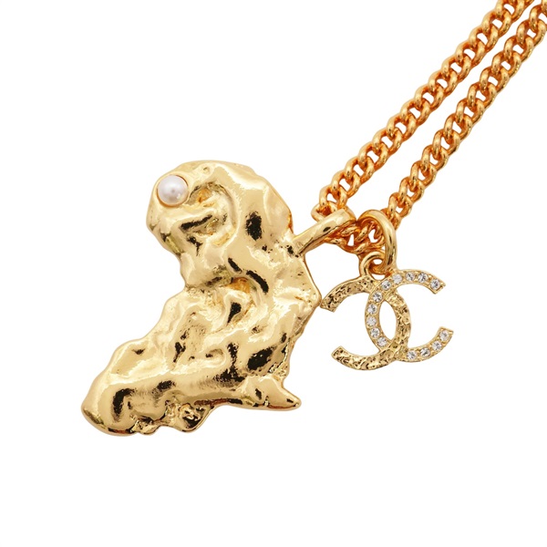 CHANEL 香奈兒 African continent motif 項鍊 鍍金金屬