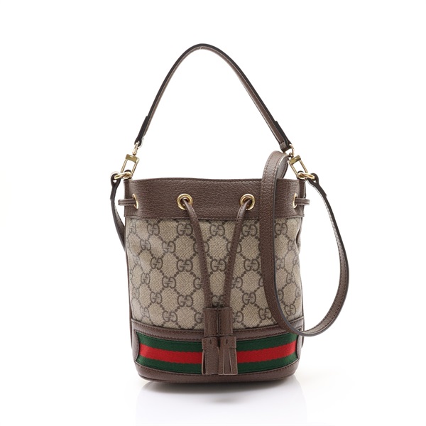 Ophidia Mini GG Supreme帆布 牛皮 水桶包 兩用包 棕色【GUCCI 古馳】 550620