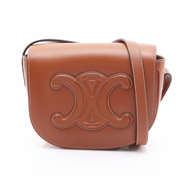 棕色 牛皮 Cuir Triomphe Folco 肩背包【CELINE 賽琳】 198263DU3