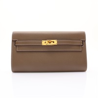 大象灰 Epsom牛皮 Kelly To Go Wallet 肩背包 金釦 (扣具鬆動) 【HERMES 愛馬仕】 H084169CC