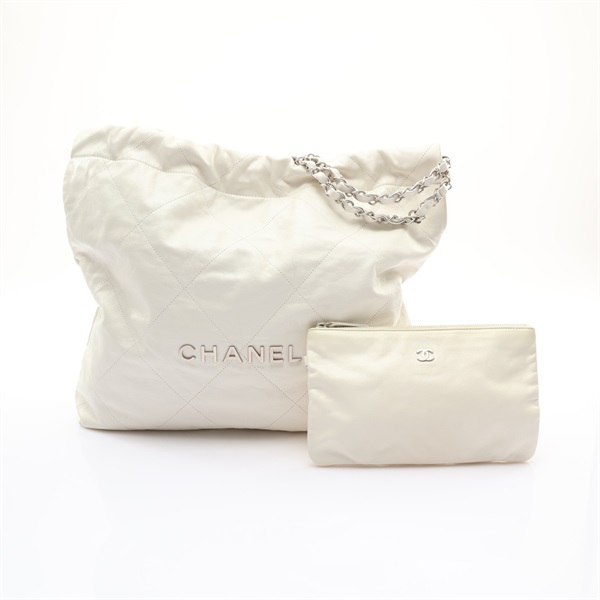 白色 牛皮 22 Small 肩背包 金釦【CHANEL 香奈兒】 AS3260