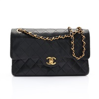 黑色 菱格紋 羊皮 Small Double Flap 鍊帶肩背包 金扣【CHANEL 香奈兒】 A01112