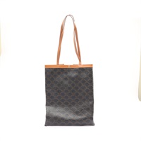 CELINE 賽琳 Flat Shopper 肩背包 棕色 Triomphe 帆布 牛皮 123832O90