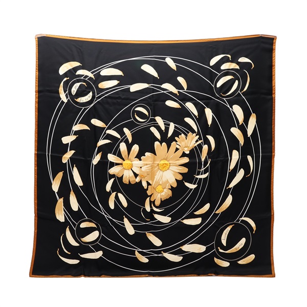 HERMES 愛馬仕 Carre 90 方巾 黑色 絲綢