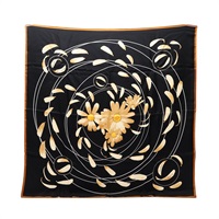 HERMES 愛馬仕 Carre 90 方巾 黑色 絲綢
