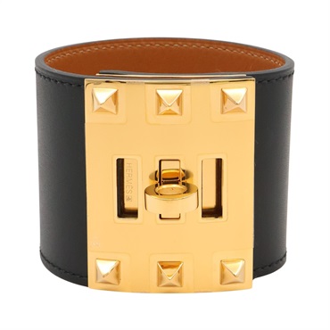 HERMES 愛馬仕 Kelly Dog Extreme 手環 黑色 Box牛皮 口Q刻 金釦 H072928CC