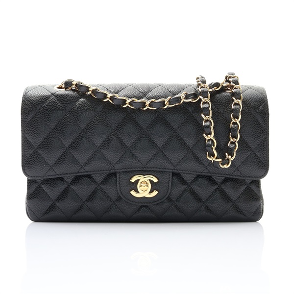 CHANEL 香奈兒 COCO 25 鍊帶肩背包 黑色 荔枝紋牛皮 金釦 A01112