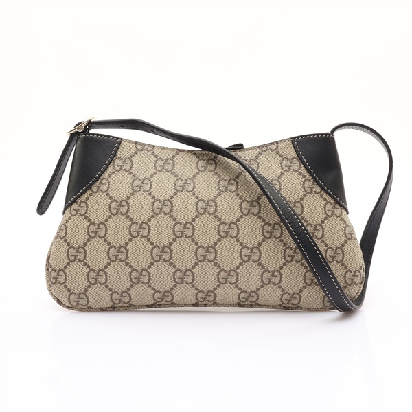 Emblem 肩背包 GG Supreme帆布 棕色牛皮 烏木色【GUCCI 古馳】 820696