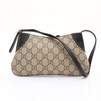 Emblem 肩背包 GG Supreme帆布 棕色牛皮 烏木色【GUCCI 古馳】 820696