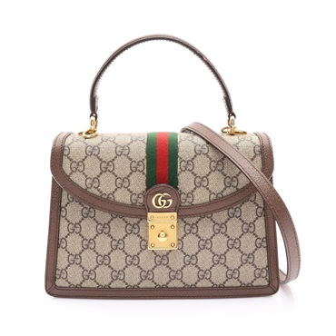 GUCCI 古馳 Ophidia Top Handle 兩用包 棕色 GG Supreme 帆布 織帶 651055