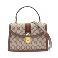 GUCCI 古馳 Ophidia Top Handle 兩用包 棕色 GG Supreme 帆布 織帶 651055