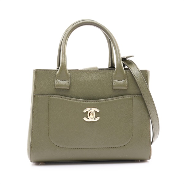 CHANEL 香奈兒 Neo Executive Tote 兩用包 綠色 牛皮 金釦 A69929
