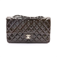 CHANEL 香奈兒 COCO 25 肩背包 綠色 漆皮皮革 銀釦 (無卡/變色) A01112